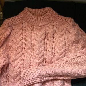 Pink H&M mockneck chunky sweater